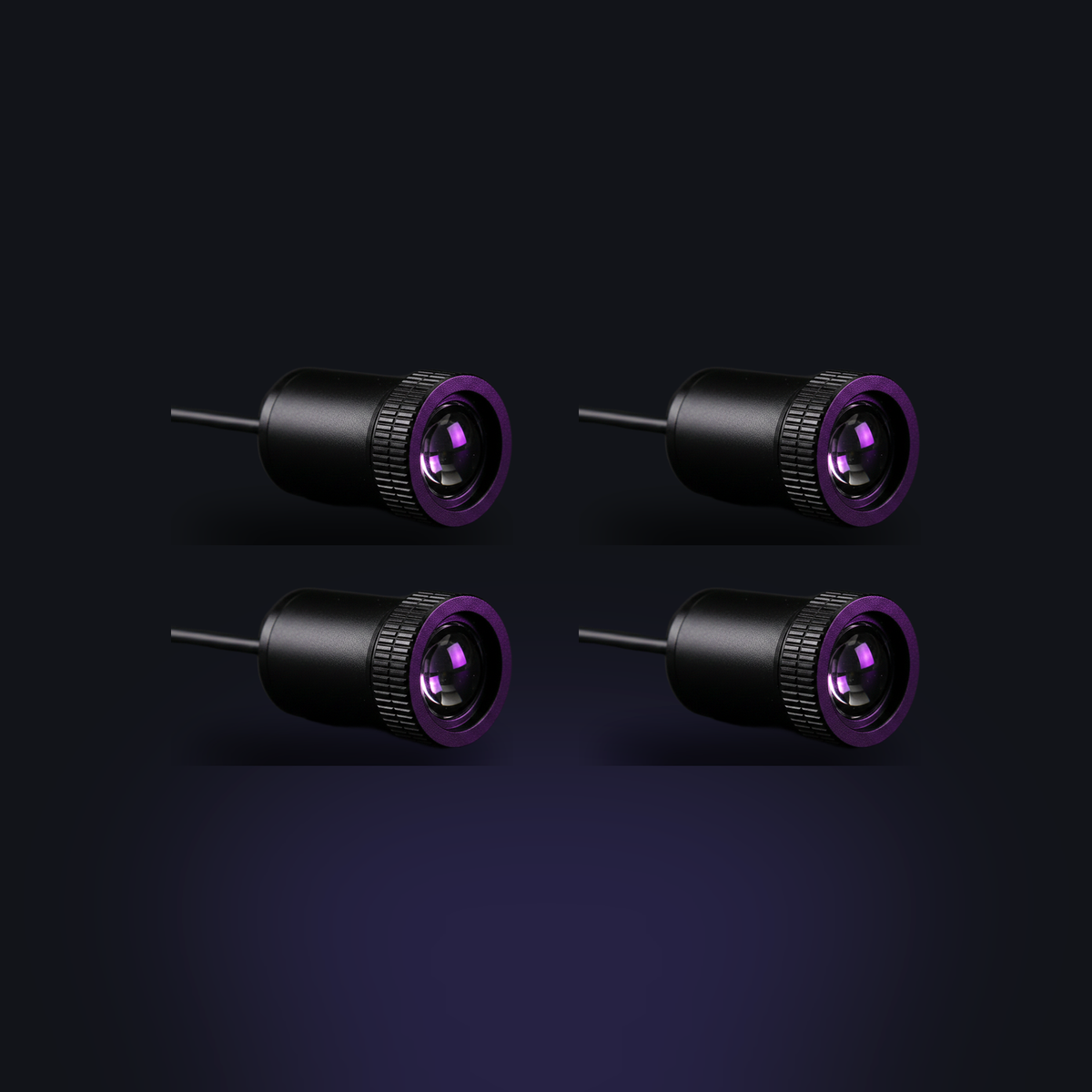 The 4-Light Complete Set: four identical black projector units, one for each door